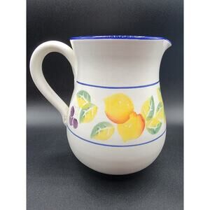Bizzirri, Fruit On Display, Ceramic Pitcher, 7 1/8" tall, 8" across w/handle